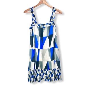 Theory Orlantha Blue Silk Pleated swing Mini Dress